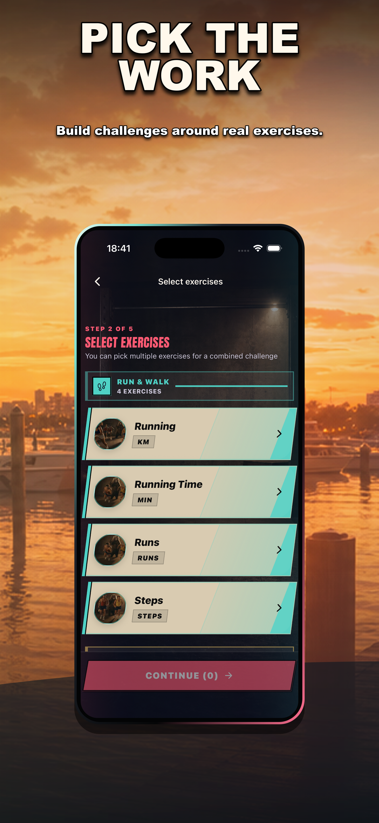 BEARSCAR exercise picker for building challenges around real workouts